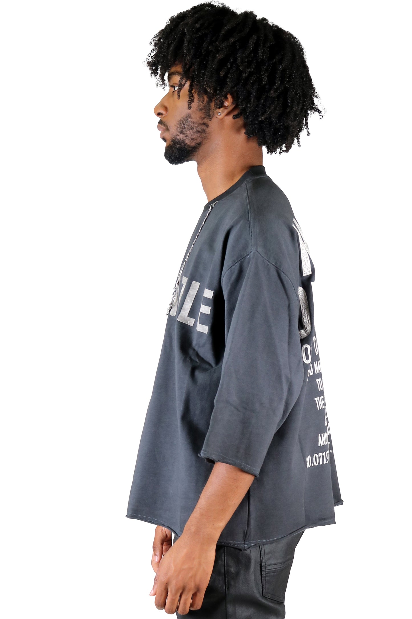 S/N Jersey 3/4 Sleeve Crop Top Tee with Detachable Necklace