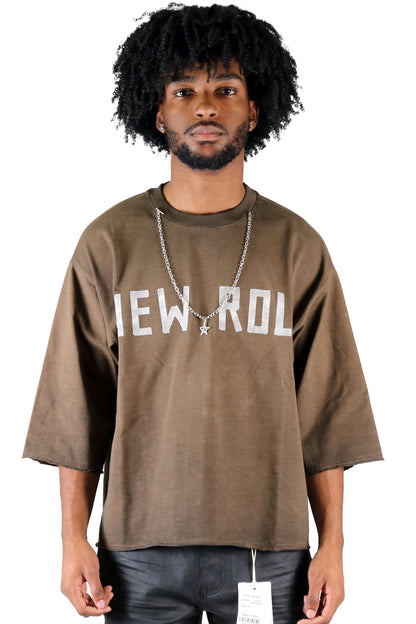 S/N Jersey 3/4 Sleeve Crop Top Tee with Detachable Necklace