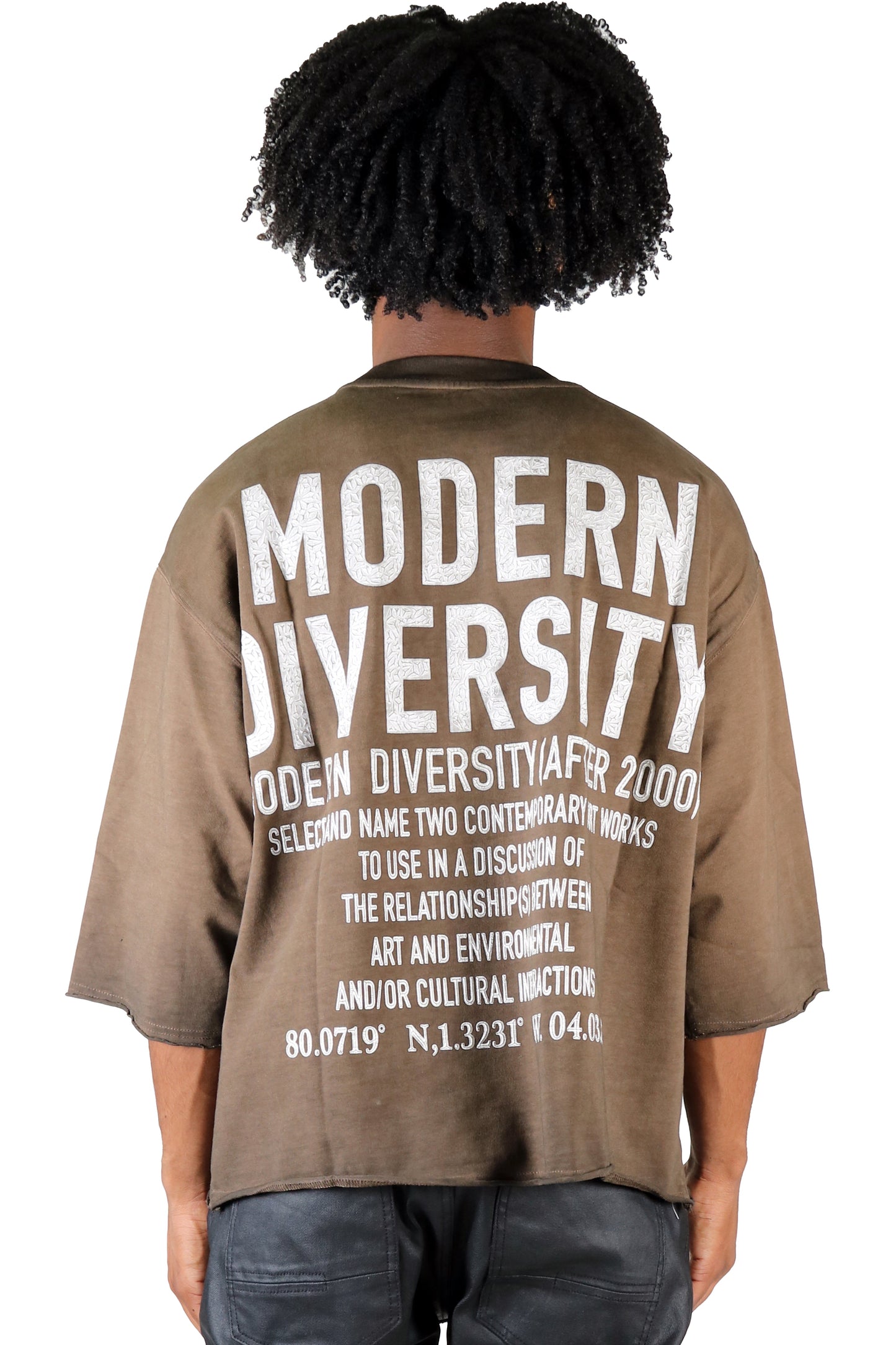 S/N Jersey 3/4 Sleeve Crop Top Tee with Detachable Necklace