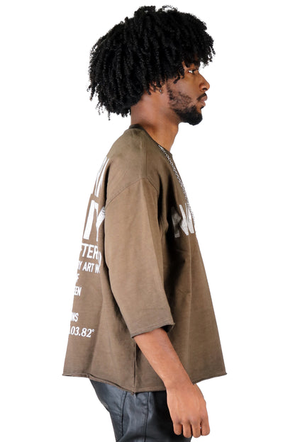 S/N Jersey 3/4 Sleeve Crop Top Tee with Detachable Necklace