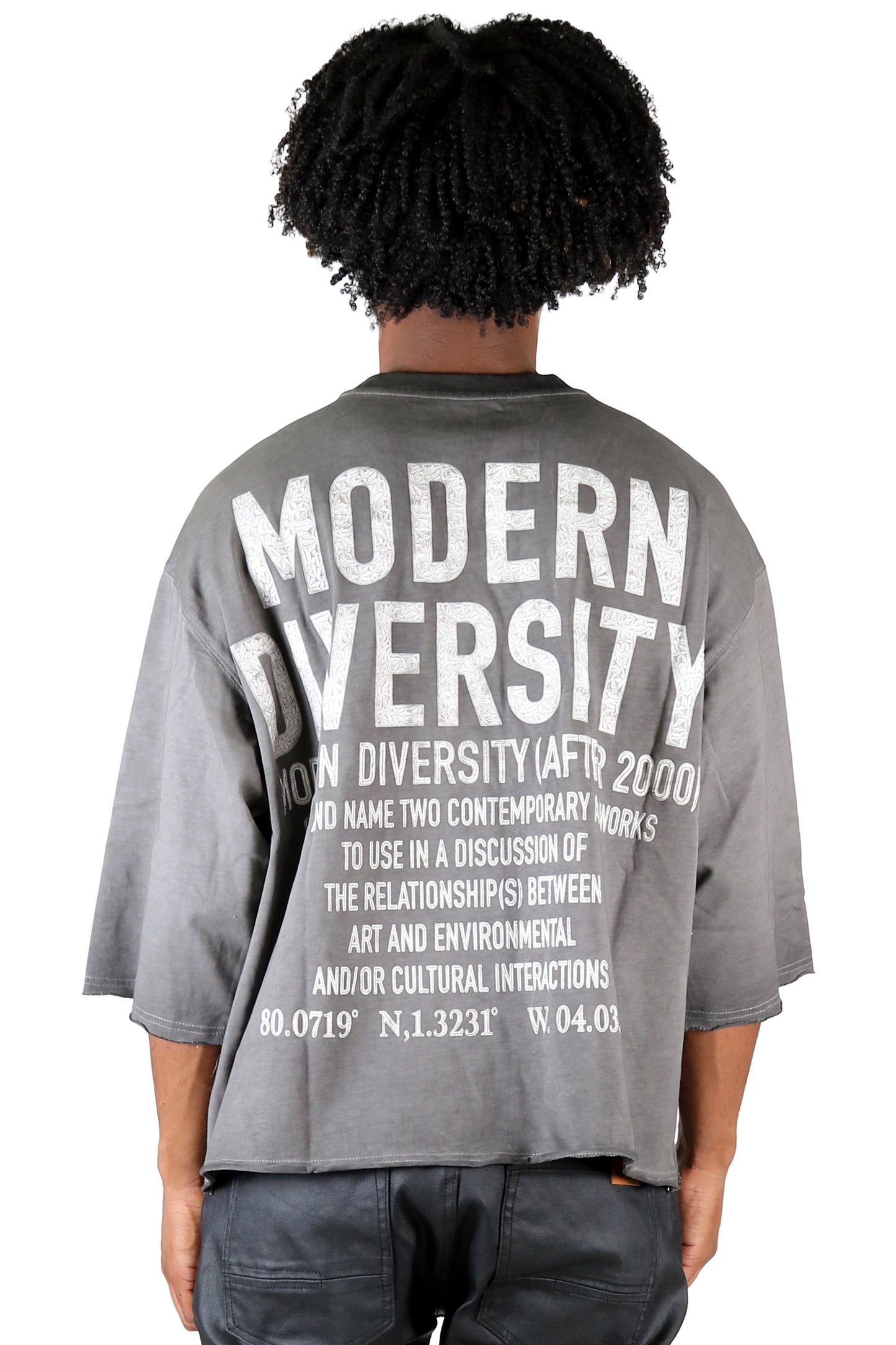 S/N Jersey 3/4 Sleeve Crop Top Tee with Detachable Necklace