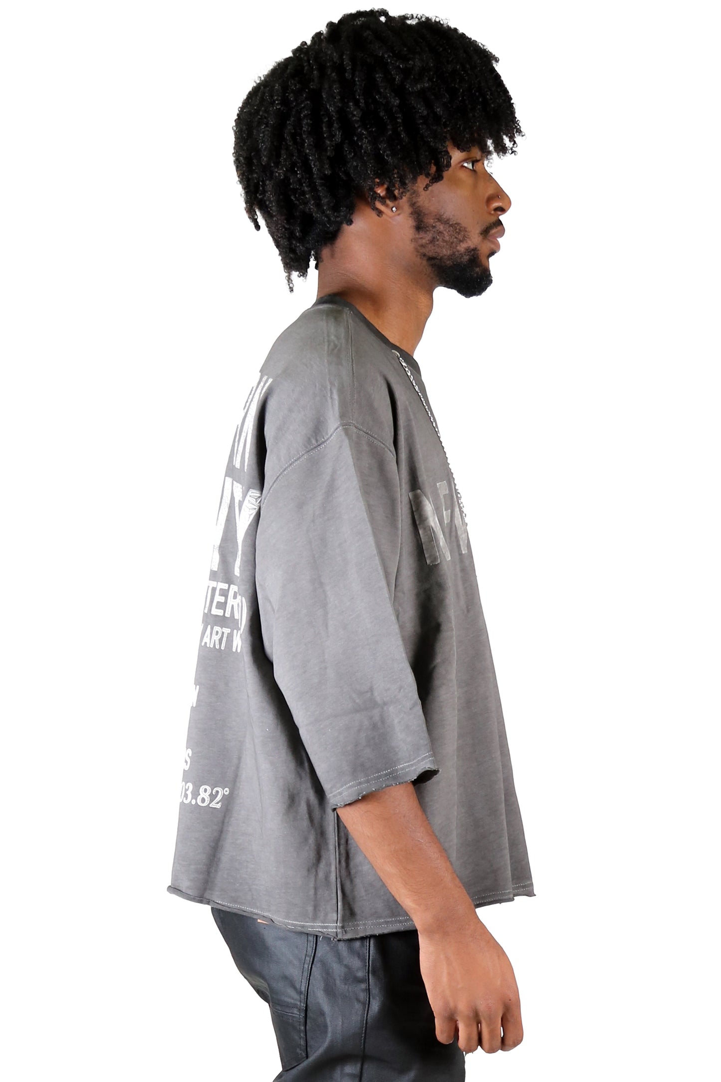S/N Jersey 3/4 Sleeve Crop Top Tee with Detachable Necklace