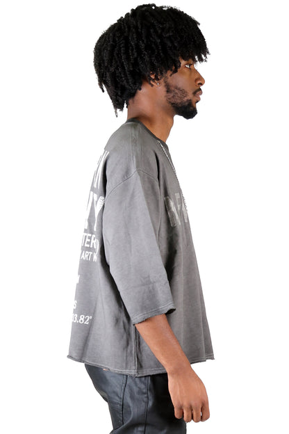 S/N Jersey 3/4 Sleeve Crop Top Tee with Detachable Necklace