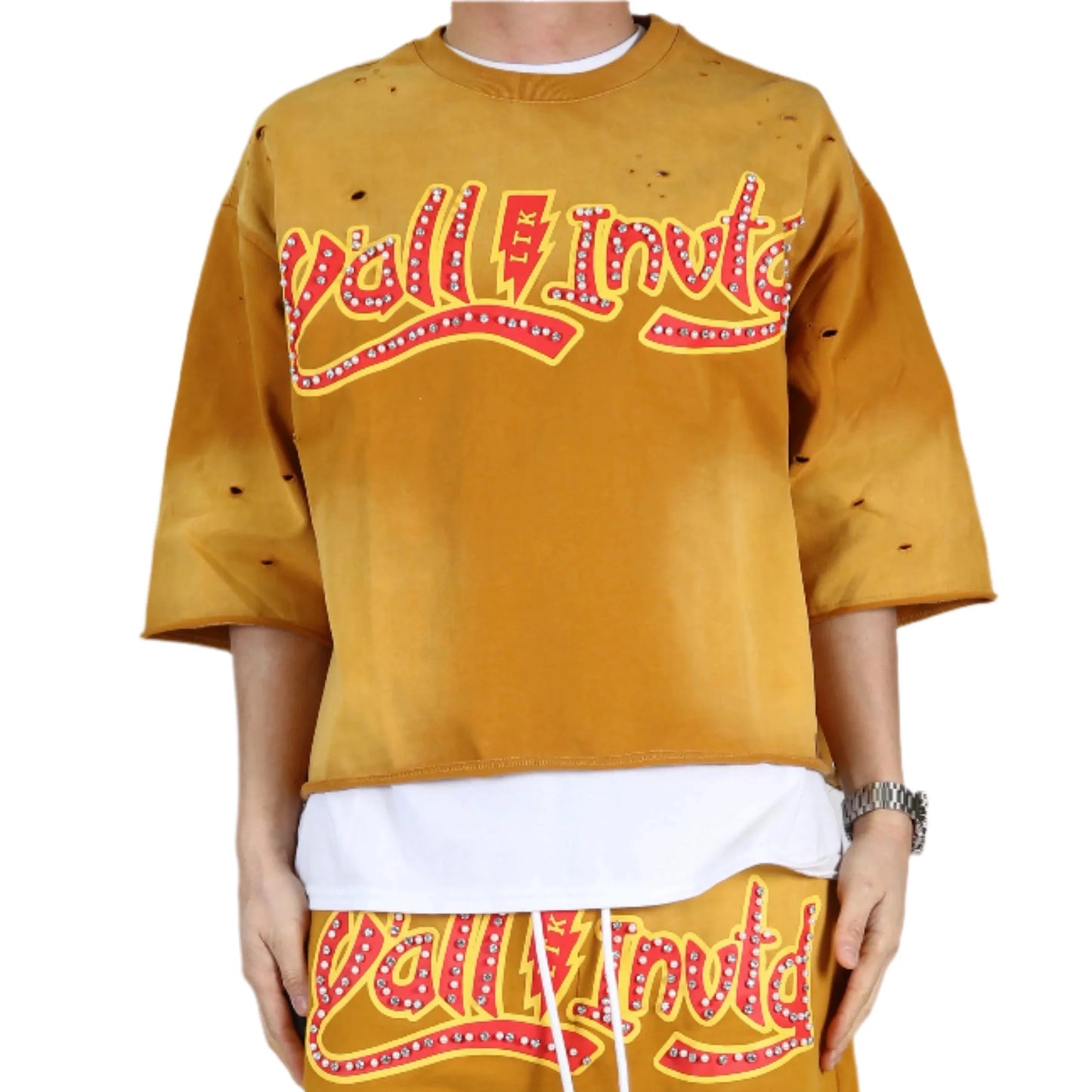 S/N Jersey 3/4 Sleeve Crop Top Tee