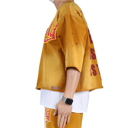 S/N Jersey 3/4 Sleeve Crop Top Tee