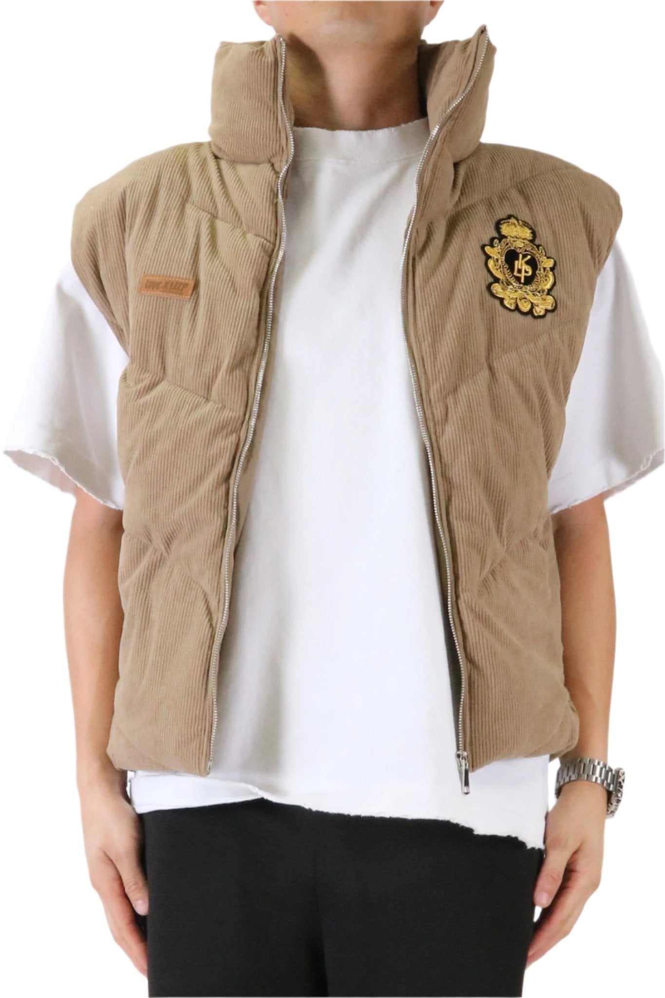 Ecru Corduroy Puff Vest