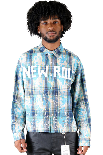 Heavy Flannel Crop Top Button Down Shirt