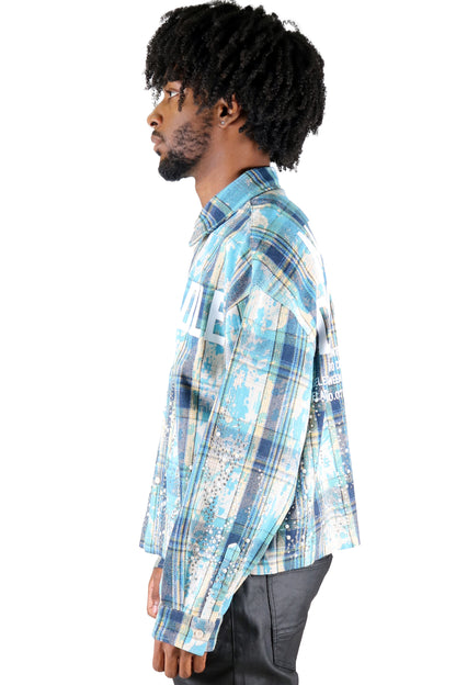Heavy Flannel Crop Top Button Down Shirt