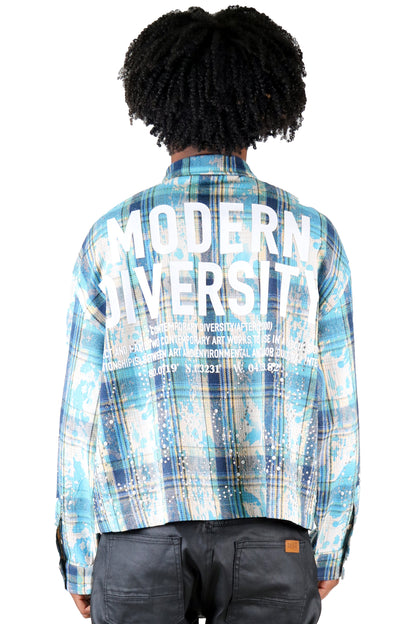 Heavy Flannel Crop Top Button Down Shirt