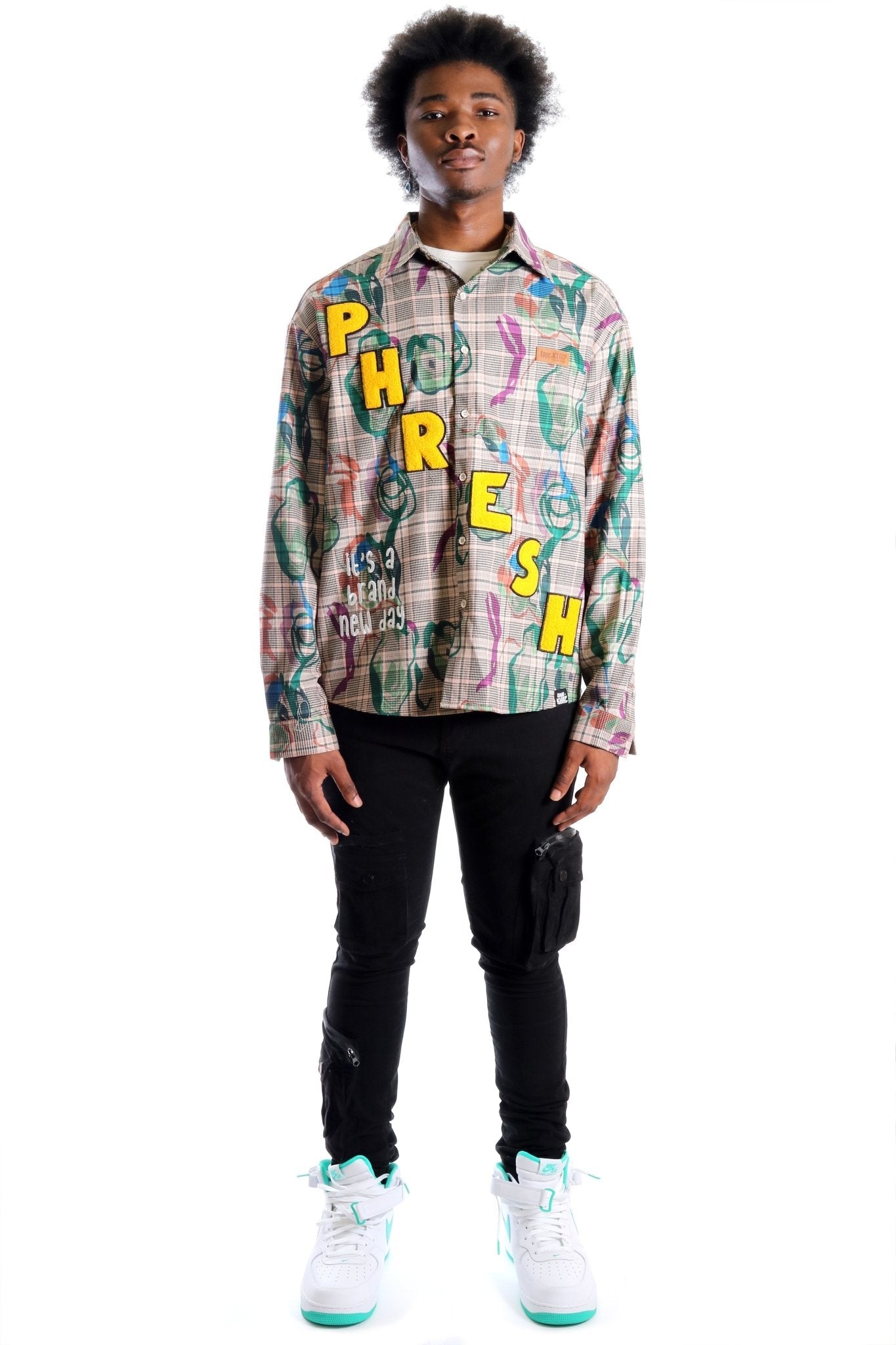 Willie L.T.K. Long Sleeve Plaid Button Down Pop Art