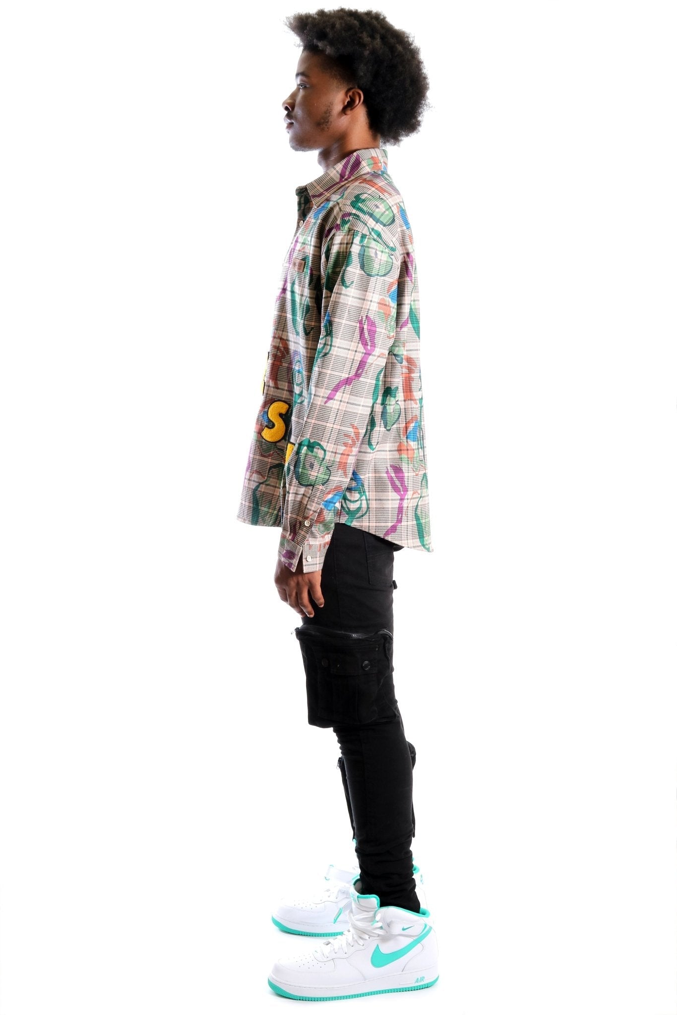 Willie L.T.K. Long Sleeve Plaid Button Down Pop Art