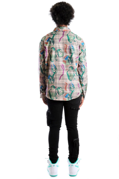 Willie L.T.K. Long Sleeve Plaid Button Down Pop Art