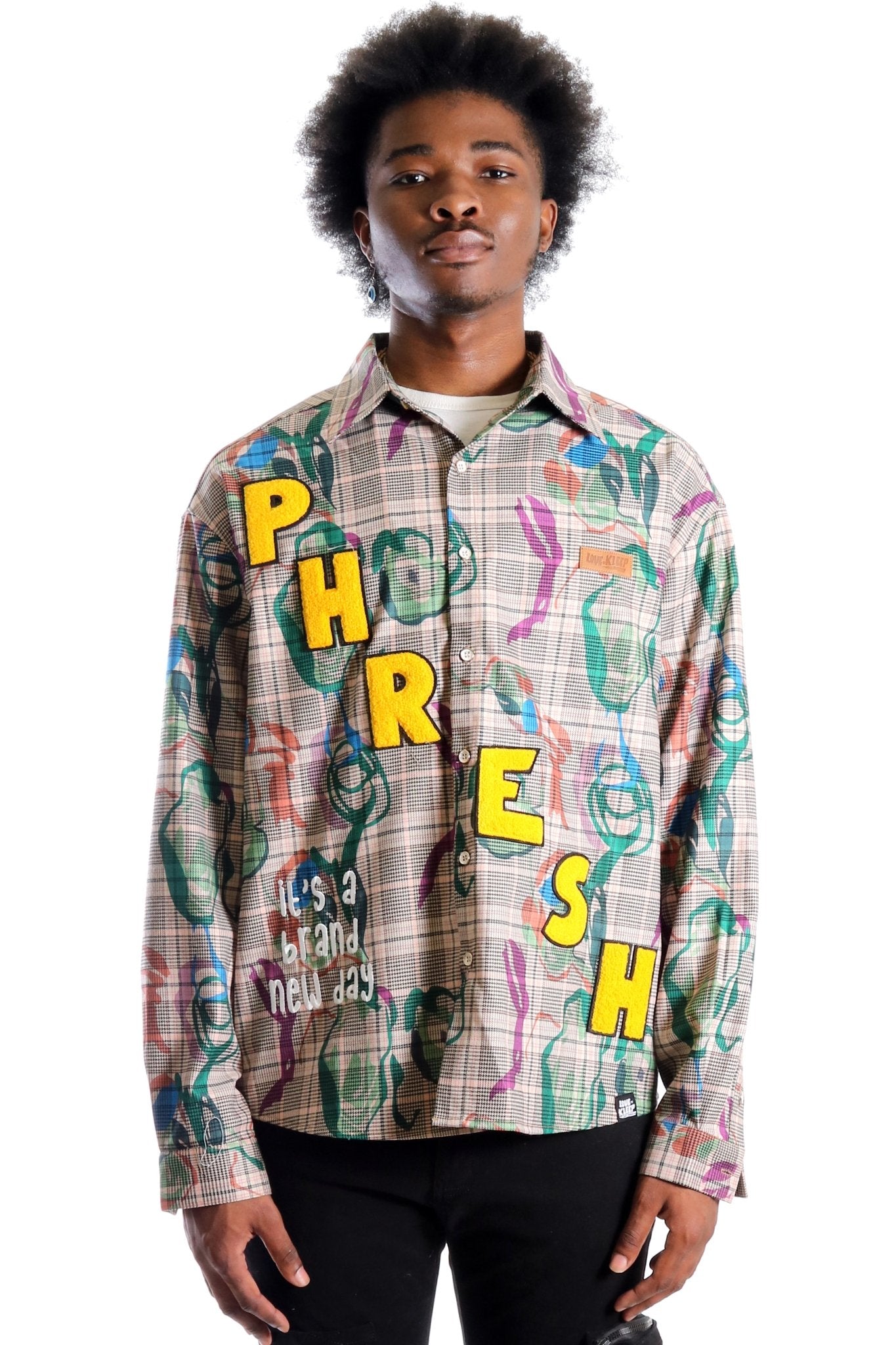 Willie L.T.K. Long Sleeve Plaid Button Down Pop Art