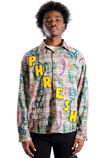 Willie L.T.K. Long Sleeve Plaid Button Down Pop Art