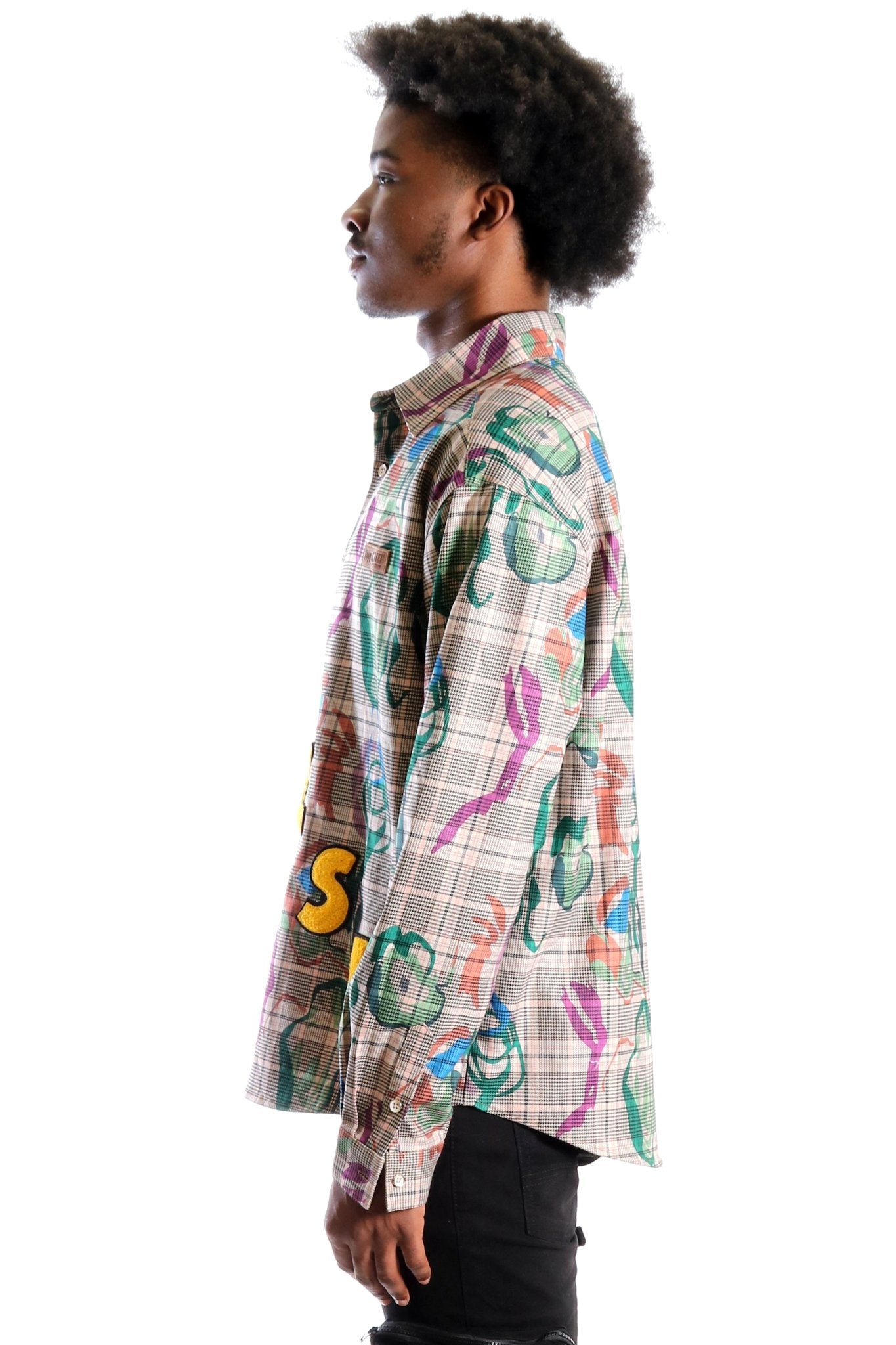 Willie L.T.K. Long Sleeve Plaid Button Down Pop Art