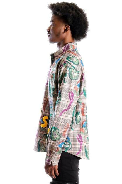 Willie L.T.K. Long Sleeve Plaid Button Down Pop Art