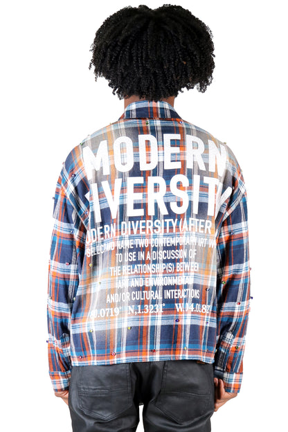 Long Sleeve Washed Flannel Crop Top Button Down Shirt