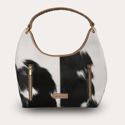 LW Medium Purse - Black & White Cowhide