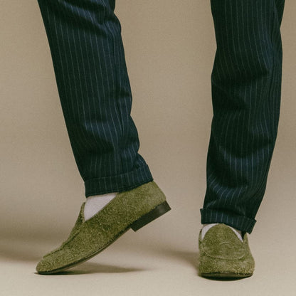 Men's Olive Textured Suede Milano Loafer