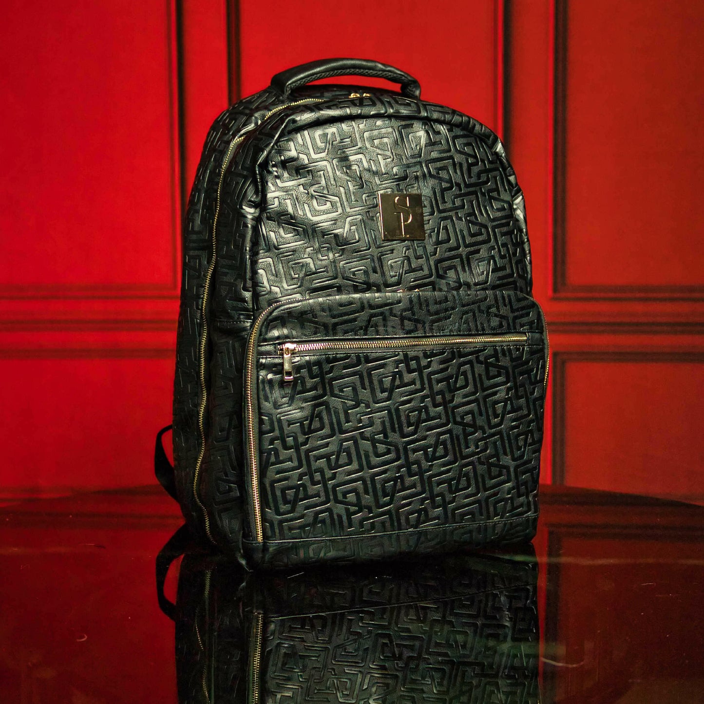 Black Monogram Leather Daily Commuter Bag