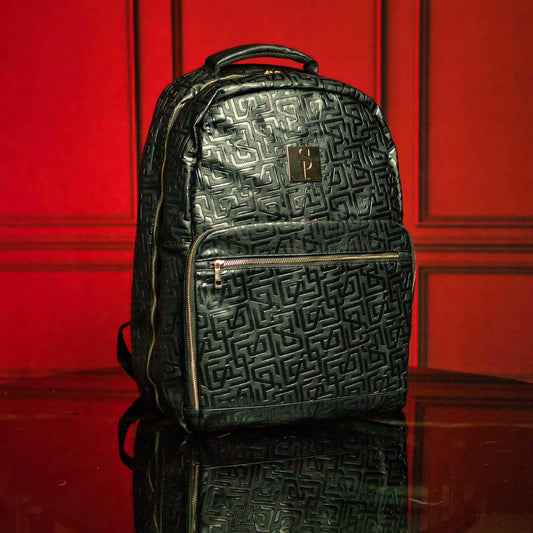 Black Monogram Leather Daily Commuter Bag