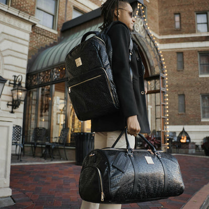 Black Monogram Leather Daily Commuter Bag