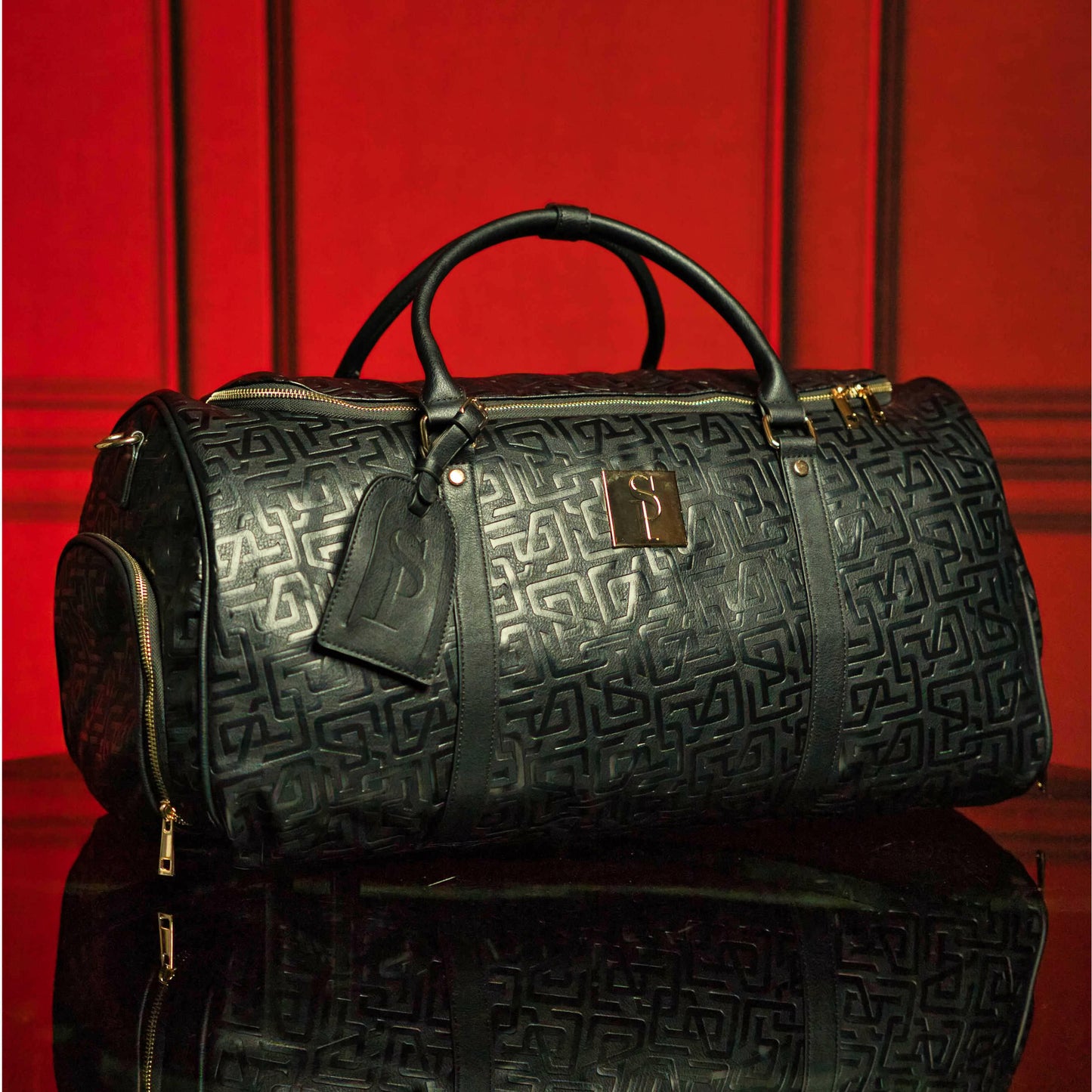 Black Monogram Leather Duffle Bag