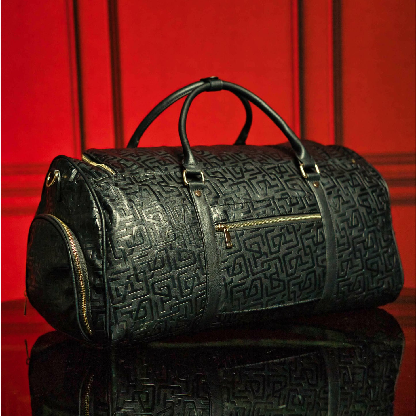 Black Monogram Leather Duffle Bag