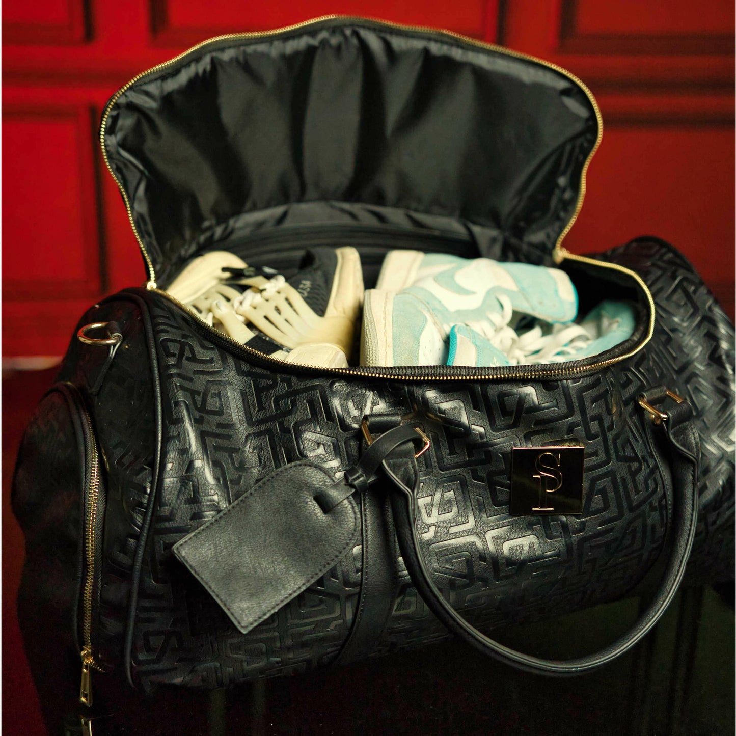 Black Monogram Leather Duffle Bag