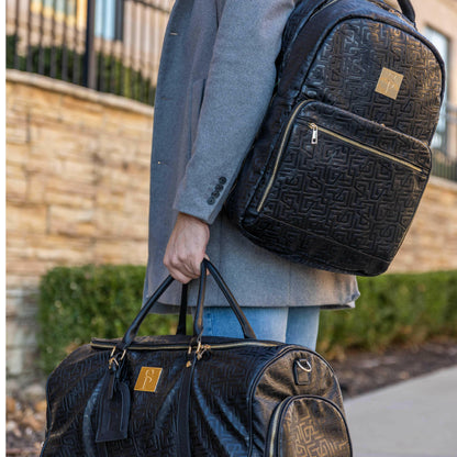 Black Monogram Leather Daily Commuter Bag