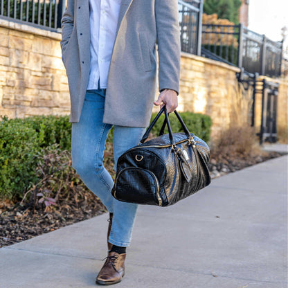 Black Monogram Leather Duffle Bag