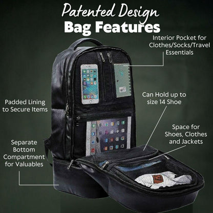Grey Leather Luxury Carry-On Backpack
