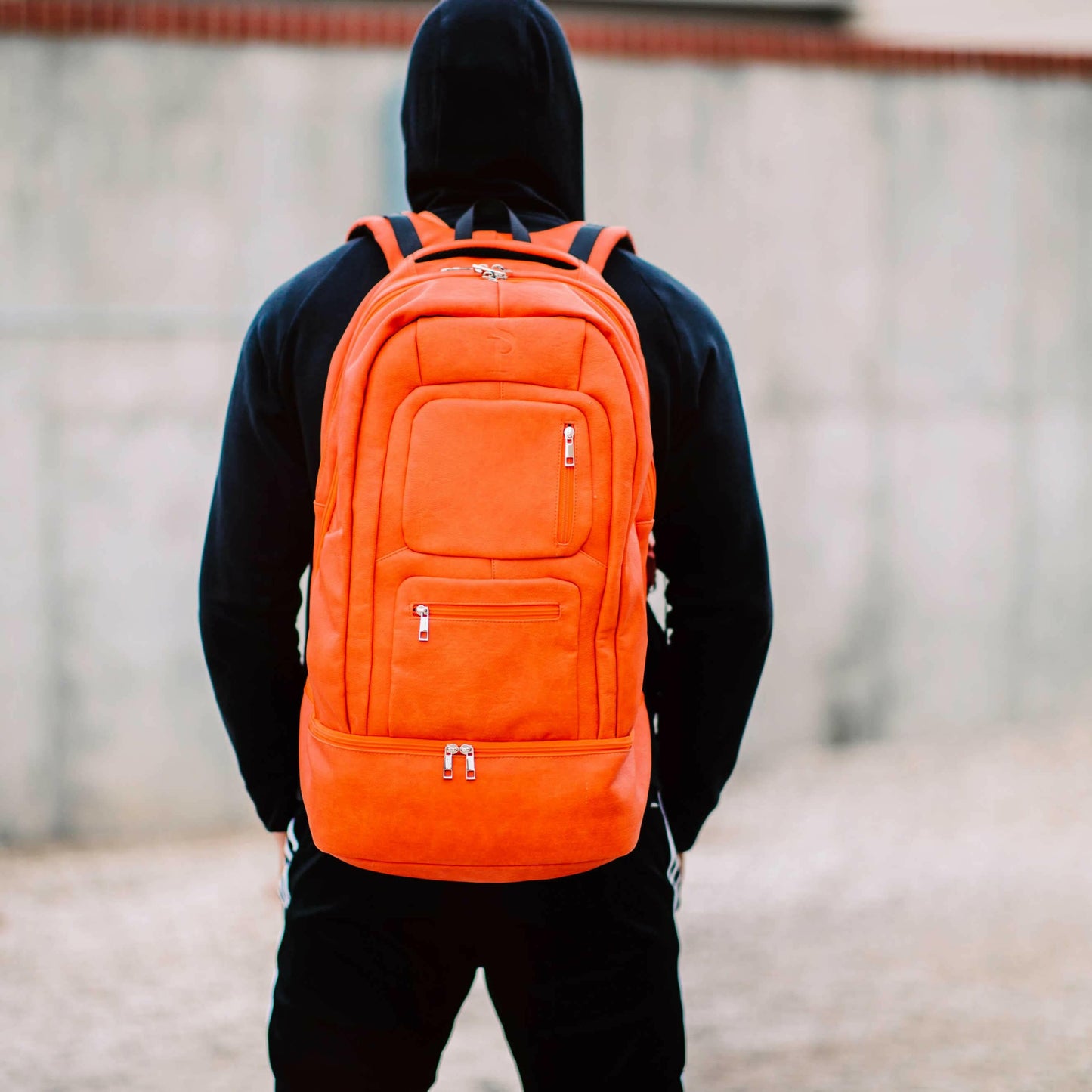 Orange Leather Luxury Carry-On Backpack