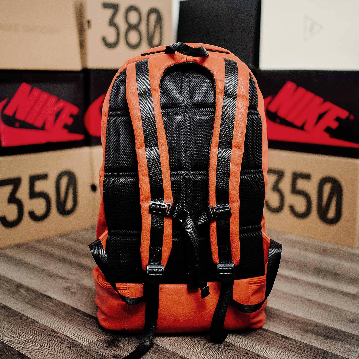 Orange Leather Luxury Carry-On Backpack