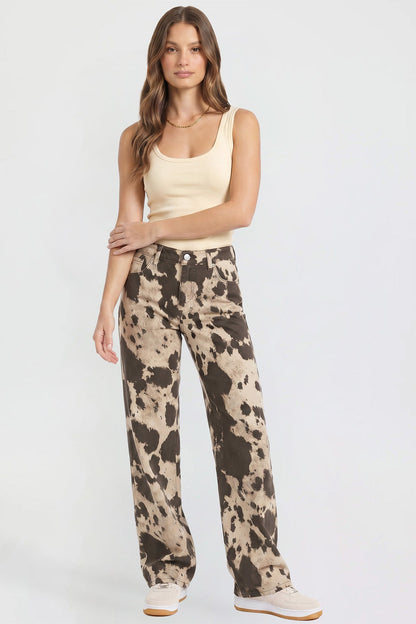 Britney Printed Wide Leg Jeans