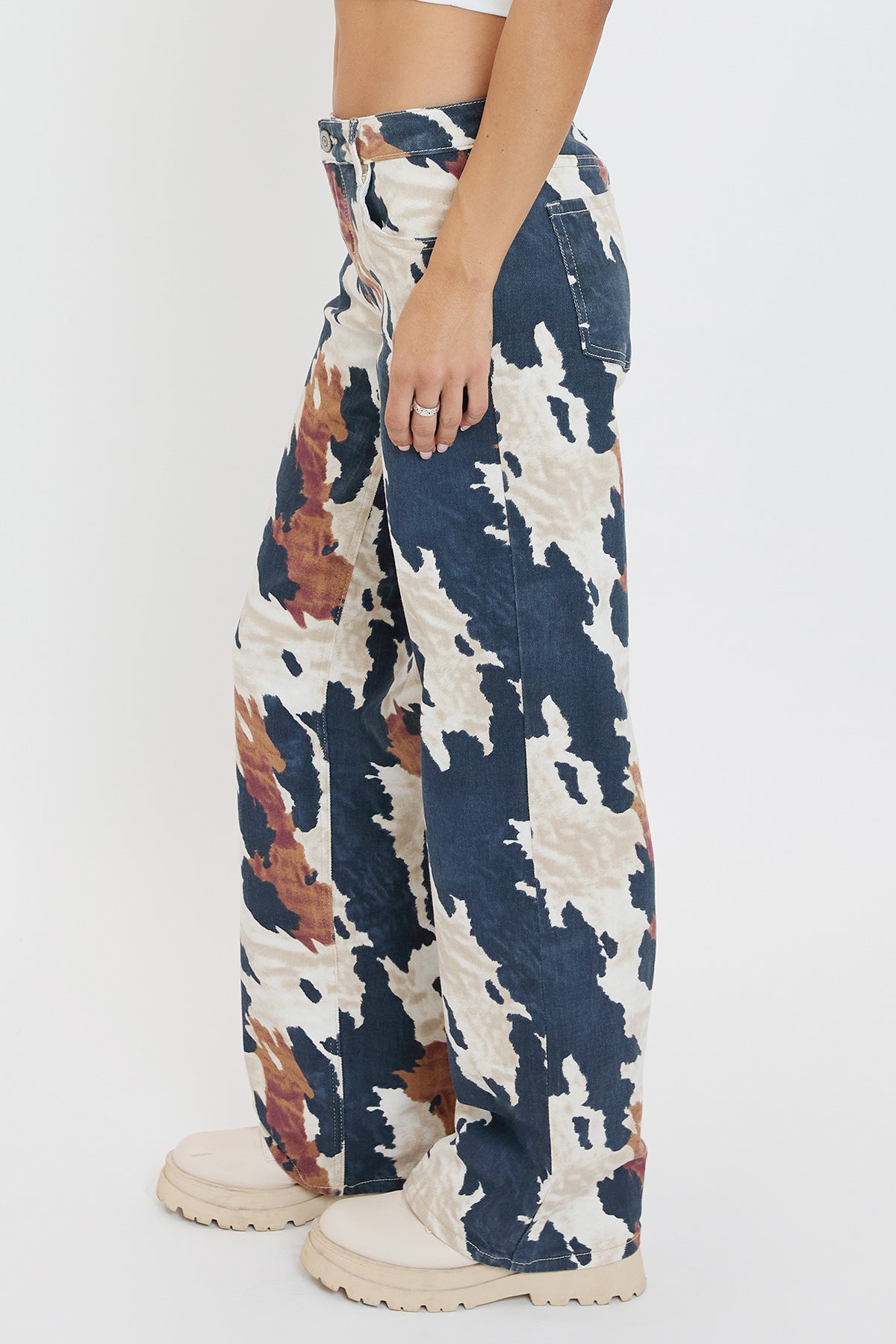 Wide Leg Britney Printed Low Rise Jeans