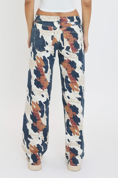 Wide Leg Britney Printed Low Rise Jeans