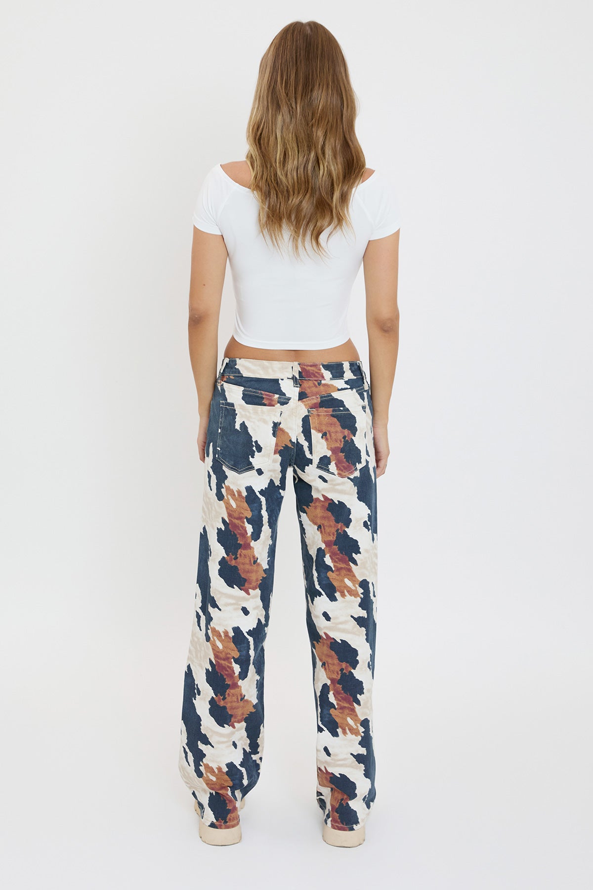Wide Leg Britney Printed Low Rise Jeans
