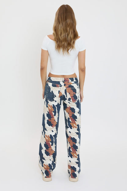 Wide Leg Britney Printed Low Rise Jeans