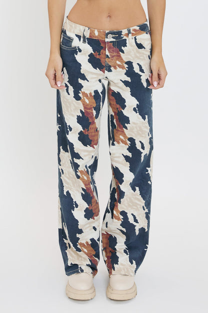 Wide Leg Britney Printed Low Rise Jeans