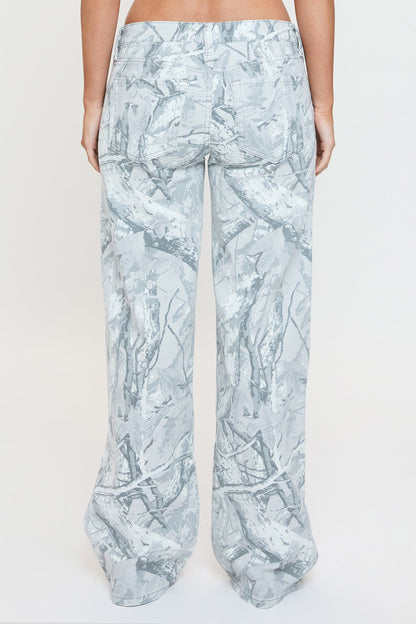 Britney Printed Low Rise Wide Leg Jeans