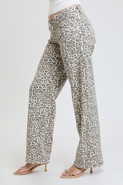 Britney Leopard Wide Leg Jeans