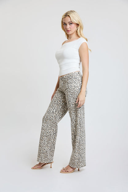 Britney Leopard Wide Leg Jeans