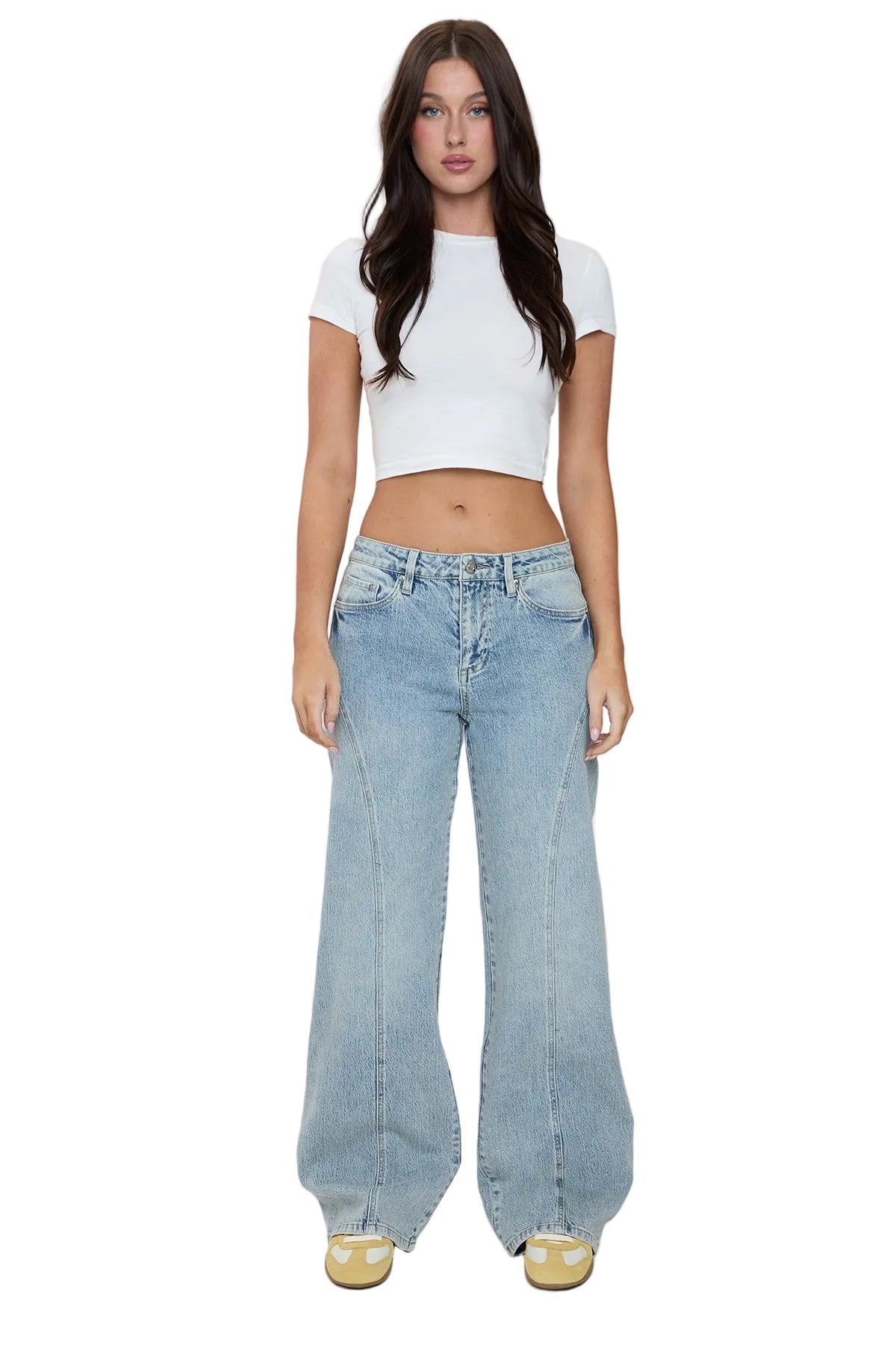 Luxe Bella Seam Detail Wide Leg Jeans
