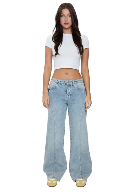 Luxe Bella Seam Detail Wide Leg Jeans