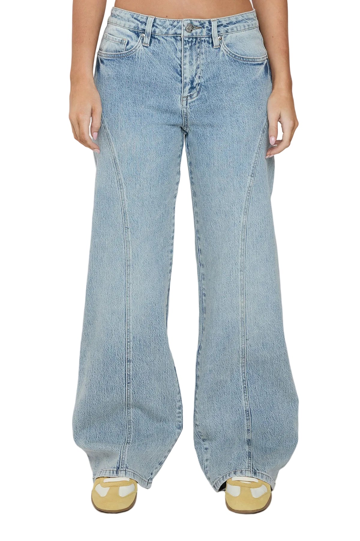 Luxe Bella Seam Detail Wide Leg Jeans