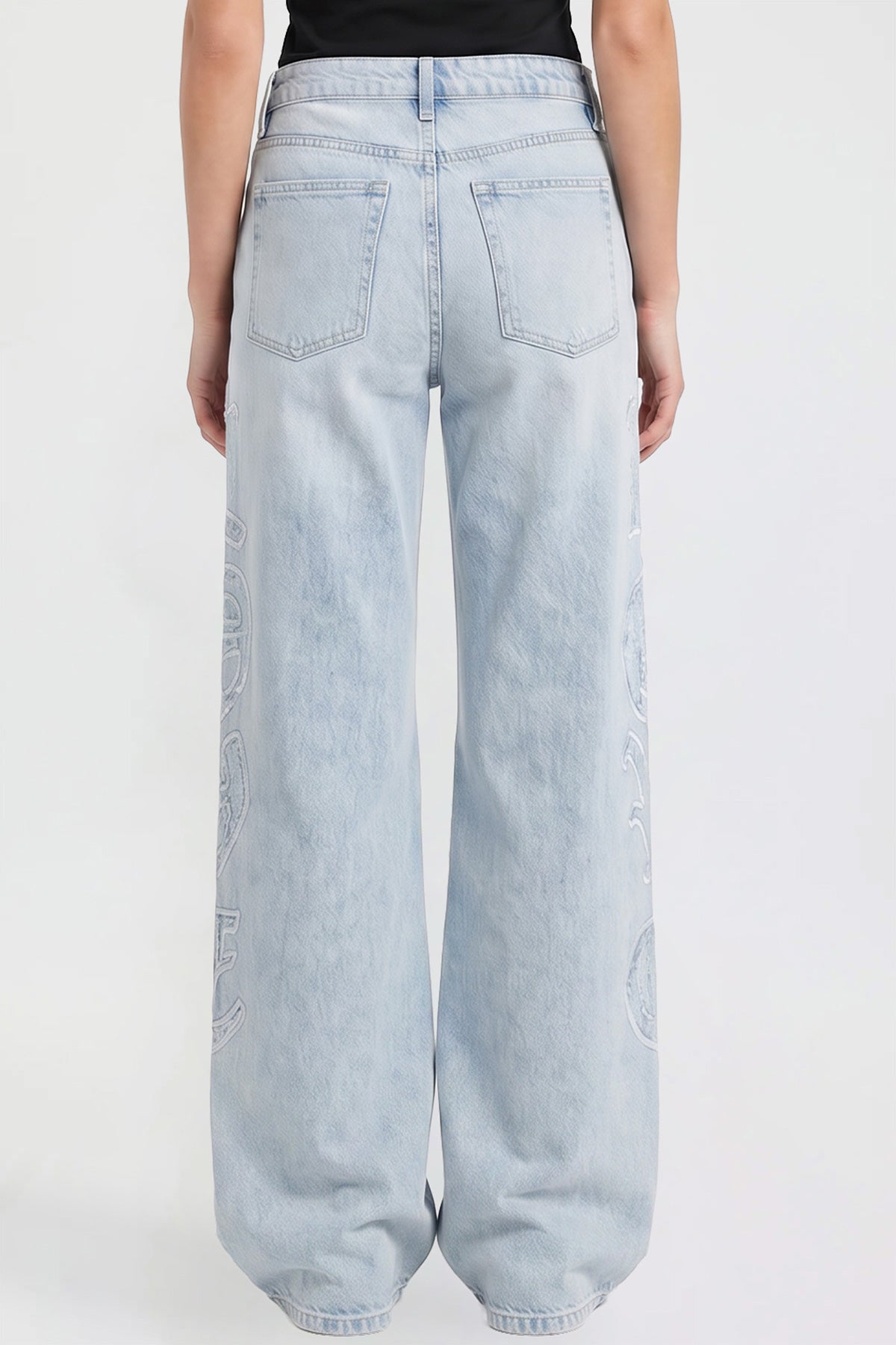 Joey Super Wide Leg Jeans with Love Patch