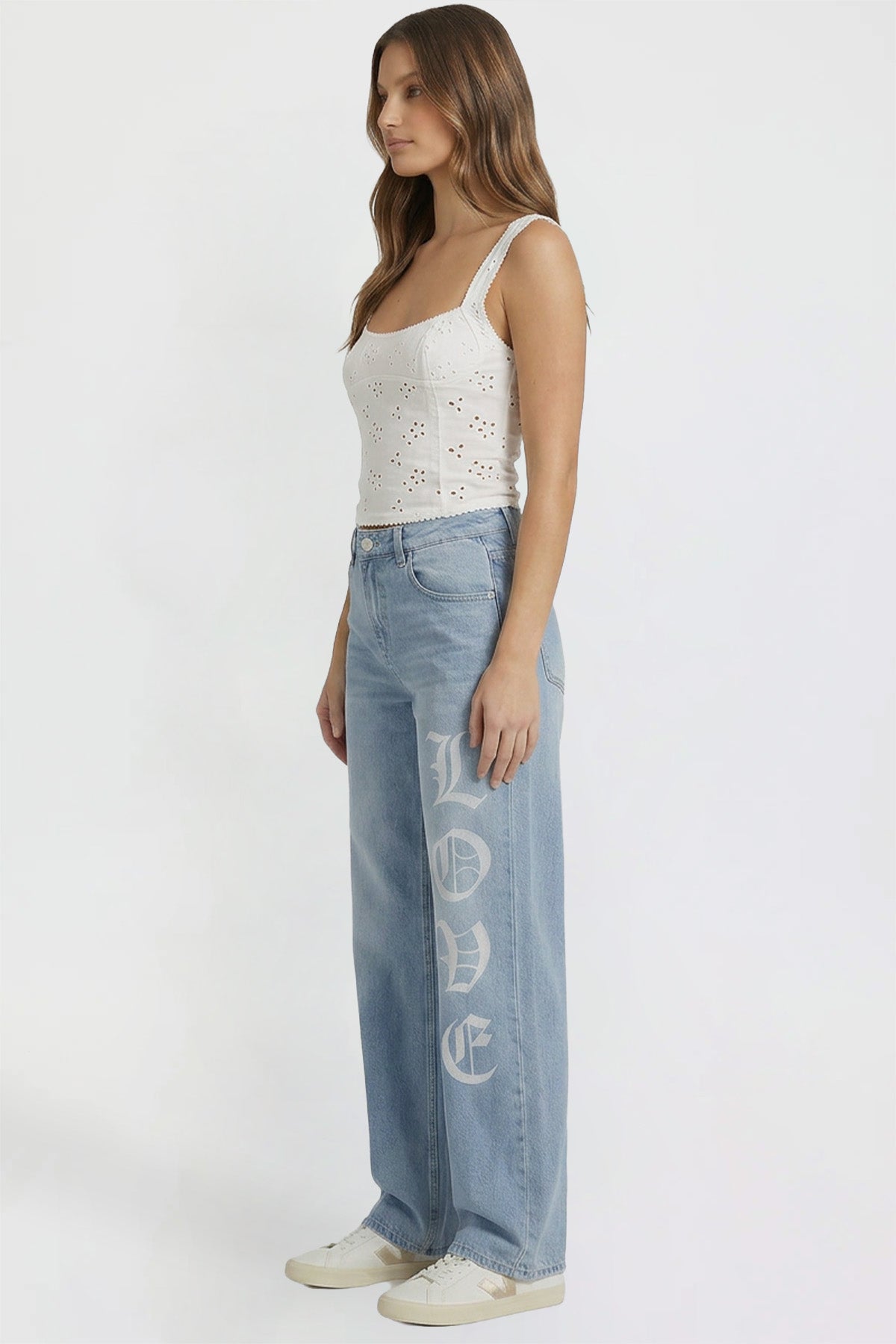 Relaxed Super Wide Love Print Jeans