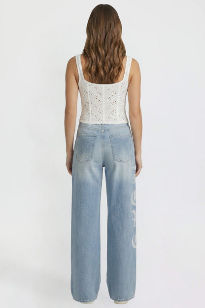 Relaxed Super Wide Love Print Jeans