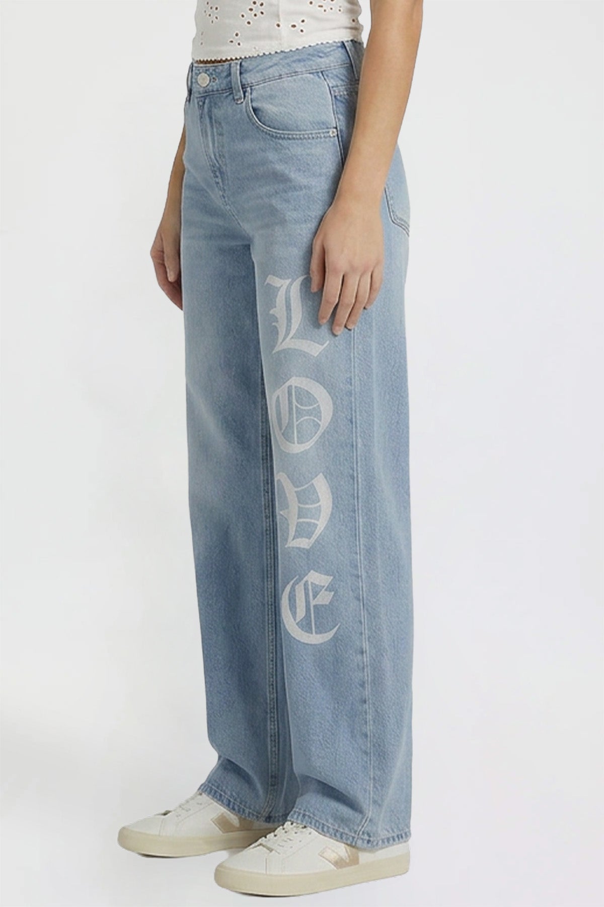 Relaxed Super Wide Love Print Jeans